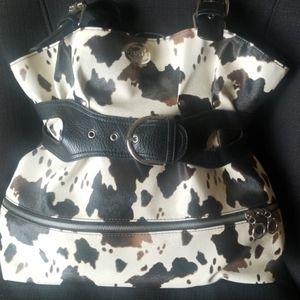 Cow Hide Print Shoulder Bag - Faux Dolce & Gabbana